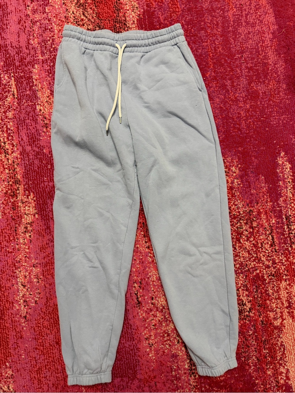 Light Gray Drawstring Fleece Jogger Pants